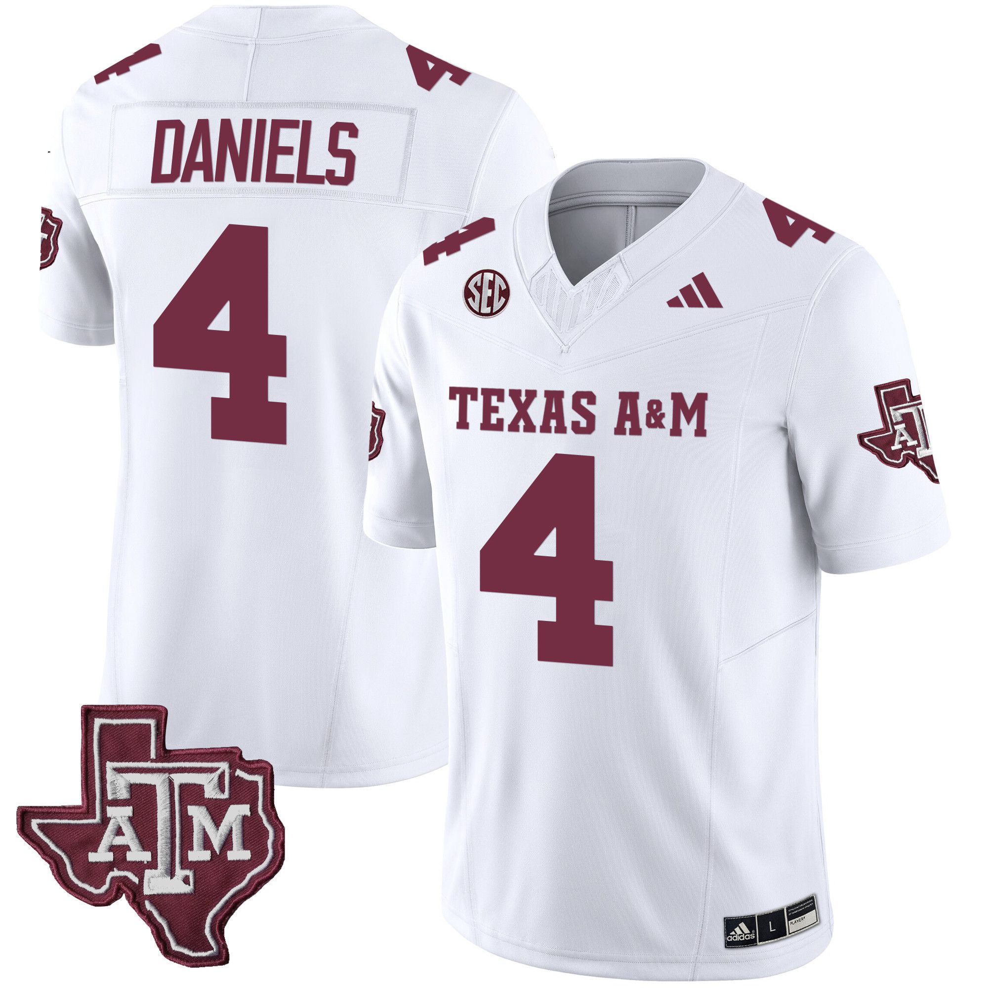 Men Texas A&M Aggies 4 Daniels White 2024 Vapor Limited NCAA Jersey